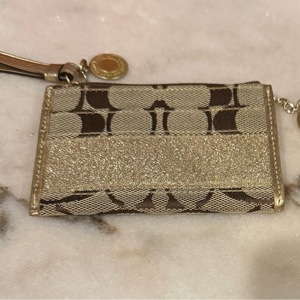 Coach Gold and Brown Signature Wallet